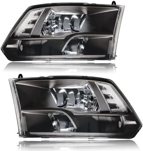 Faros para Dodge Ram 1500-5500 2009-2018, halógenos negros claros