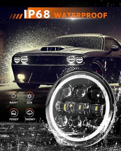 Faros LED 5.75 pulgadas redondos con DRL blanco/ámbar, cuatro piezas