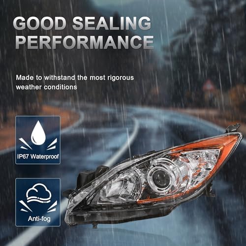 Reemplazo faros para Mazda 3 2010-2013, halógenos cromados ámbar