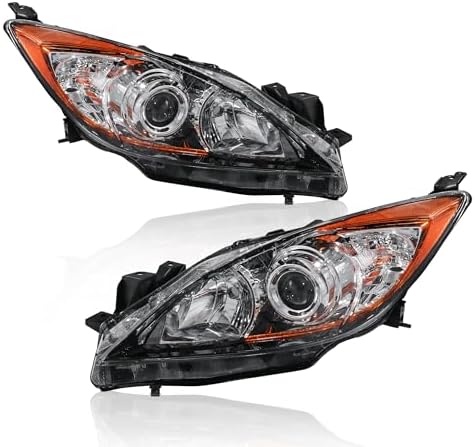 Reemplazo faros para Mazda 3 2010-2013, halógenos cromados ámbar