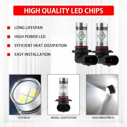 Bombillas LED 9005/9006 para faros y antiniebla, 100W blancas