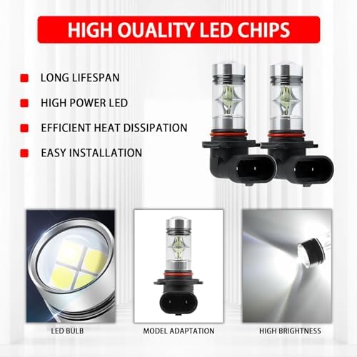 Bombillas LED 9005/9006 para faros y antiniebla, 100W blancas