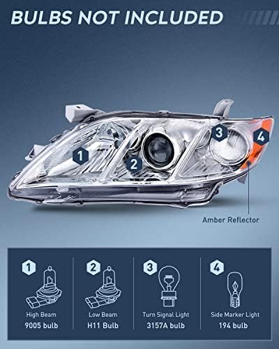 Conjunto faros Nilight para Toyota Camry 2007-2009, cromado ámbar