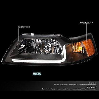 Conjunto faros LED DRL para Ford Mustang 1999-2004, carcasa negra