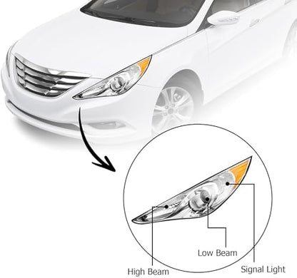 Reemplazo faros proyectores para Sonata 2011-2014, lente clara ámbar
